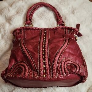 Nicole Lee USA Boho Burgundy Large Bag Vegan Leather
